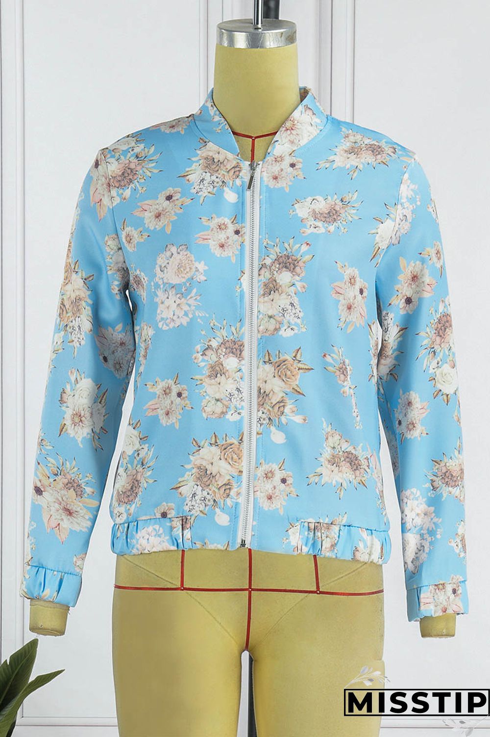 Blue White Casual Print Patchwork Cardigan Outerwear