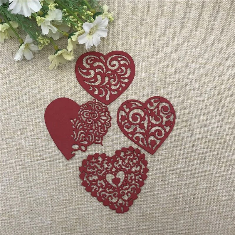 4pcs/set Lace Love Metal Cutting Dies Stencils For DIY Scrapbooking Decorative Embossing Handcraft Die Cutting Template