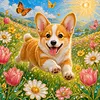Diamond Painting -5D Full Round Drill Pembroke Welsh Corgi Puppy(40x40cm)