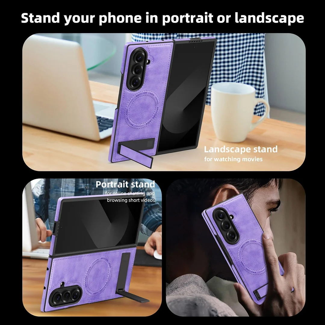 Samsung Galaxy Z Fold 6 Leather Case Magnetic Protective Case Holder Phone Case
