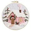 29x29cm DIY Cotton Embroidery Kit with Embroidery Hoop Pre-Printed Pattern Needlework Handmade Landscape Hand Stitch Kit for Craft Lover Gift