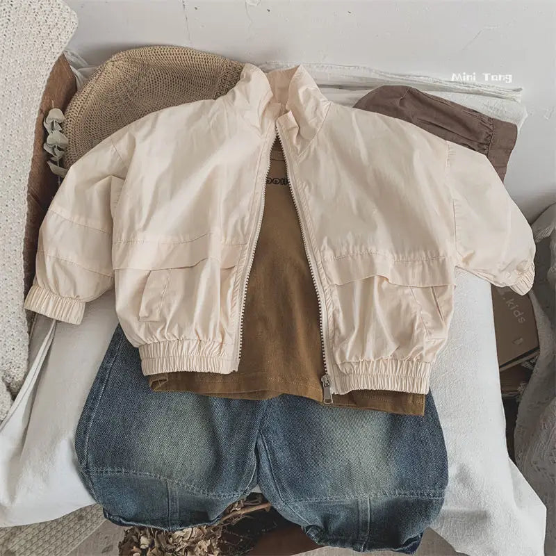 LANFUBEISI Jackets Outerwear Full Sleeve Zipper Cotton Simple Clean Casual New Korean Solid Soft Comfortable Designable Children Unisex LANFUBEISI