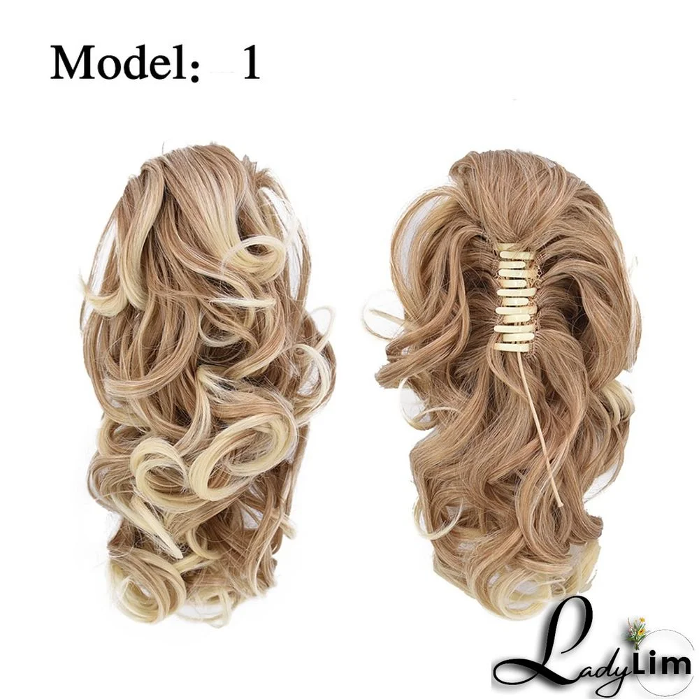 Women Curly Hair Wig  Grab Clip Ponytail  (Including 3 Sets)