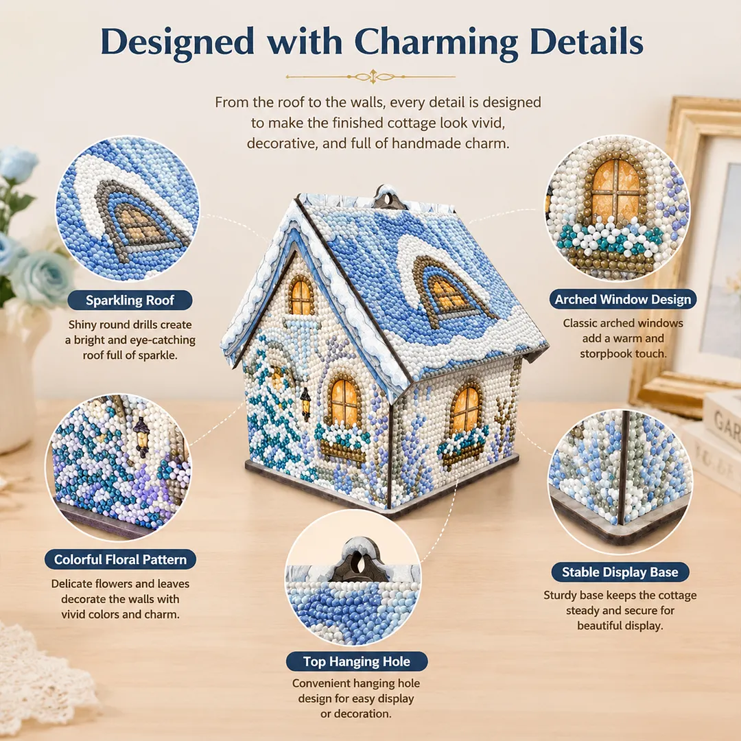 DIY Wooden House Diamond Art Painting Kit for Adults Home (Winter snowfield)