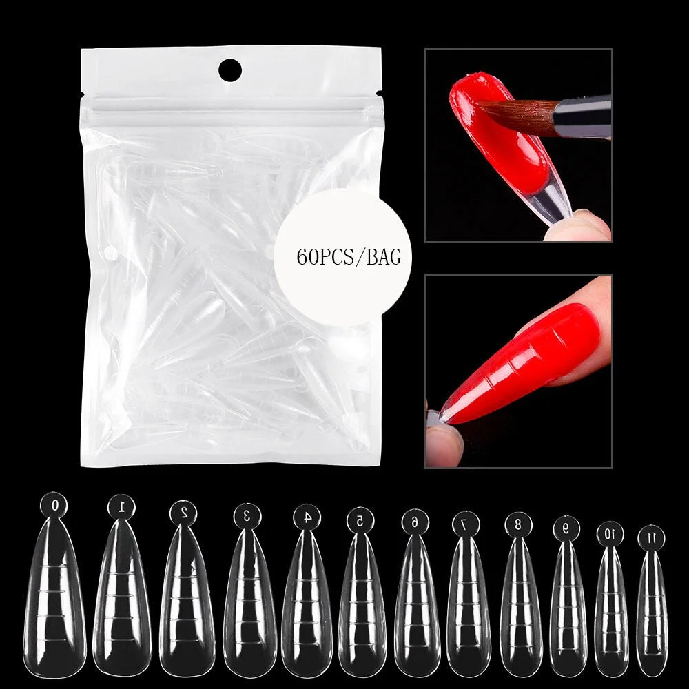 60pcs Nail Dual Form False Tips Extension for Poly Nail Gel System UV Acrylic DIYUpper Forms For Nails Mold Nail Decoration