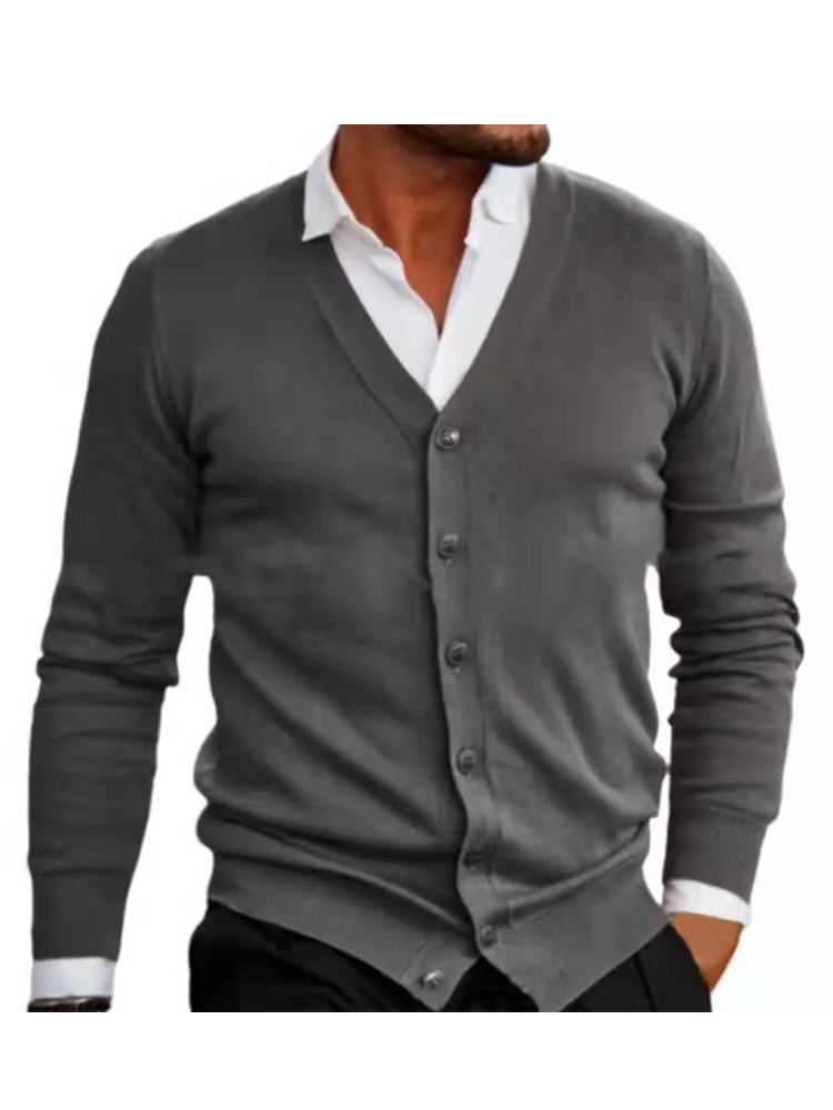 Men Casual V Neck Long Sleeve Single Breasted Cardigan