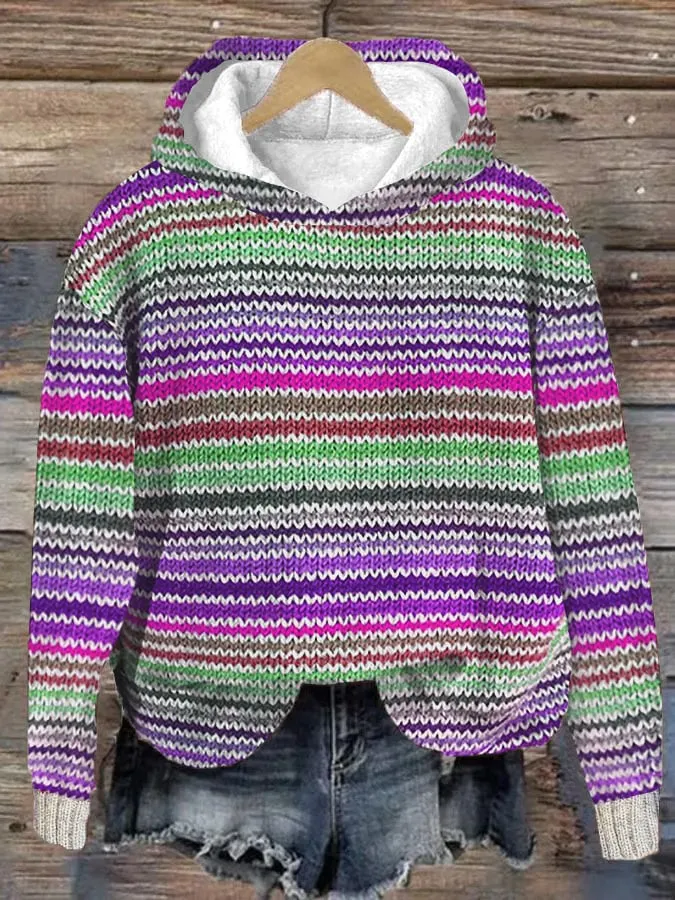 Women's Vintage Color Striped Sweatshirt