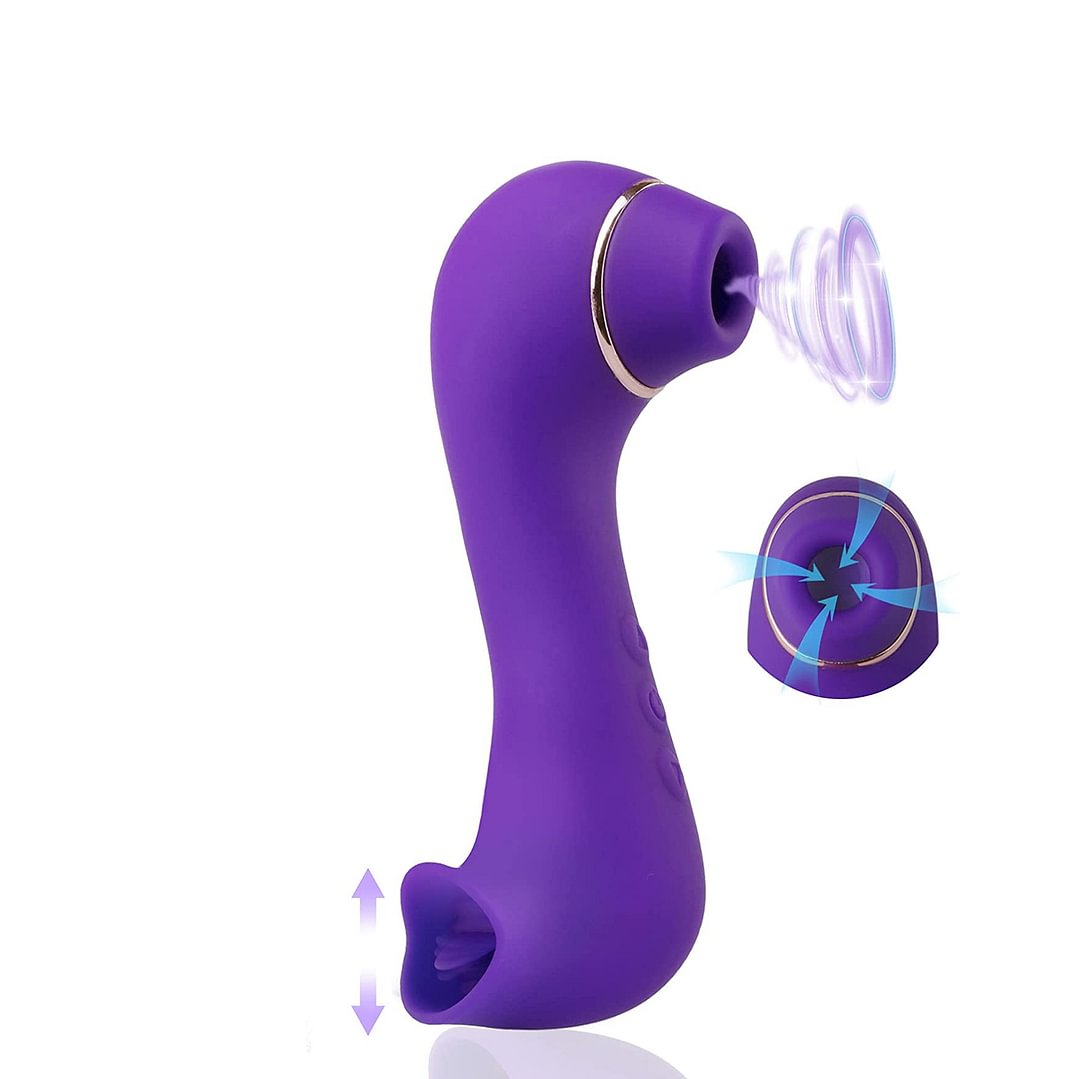 Clitoral Sucking & Licking G Spot Vibrator for Double Stimulation, Clit Tongue Stimulator Vaginal Breast Nipple Massager 