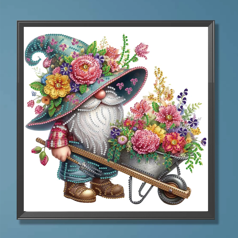 Diamond Painting - Partial Special Shaped Drill - Flower Gnome(Canvas|30*30cm)