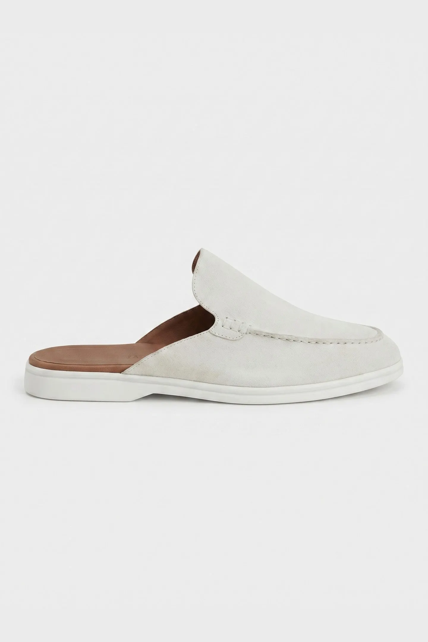 Men's Leather Slip-On Mules &ndash; Yacht Loafers &ndash; White