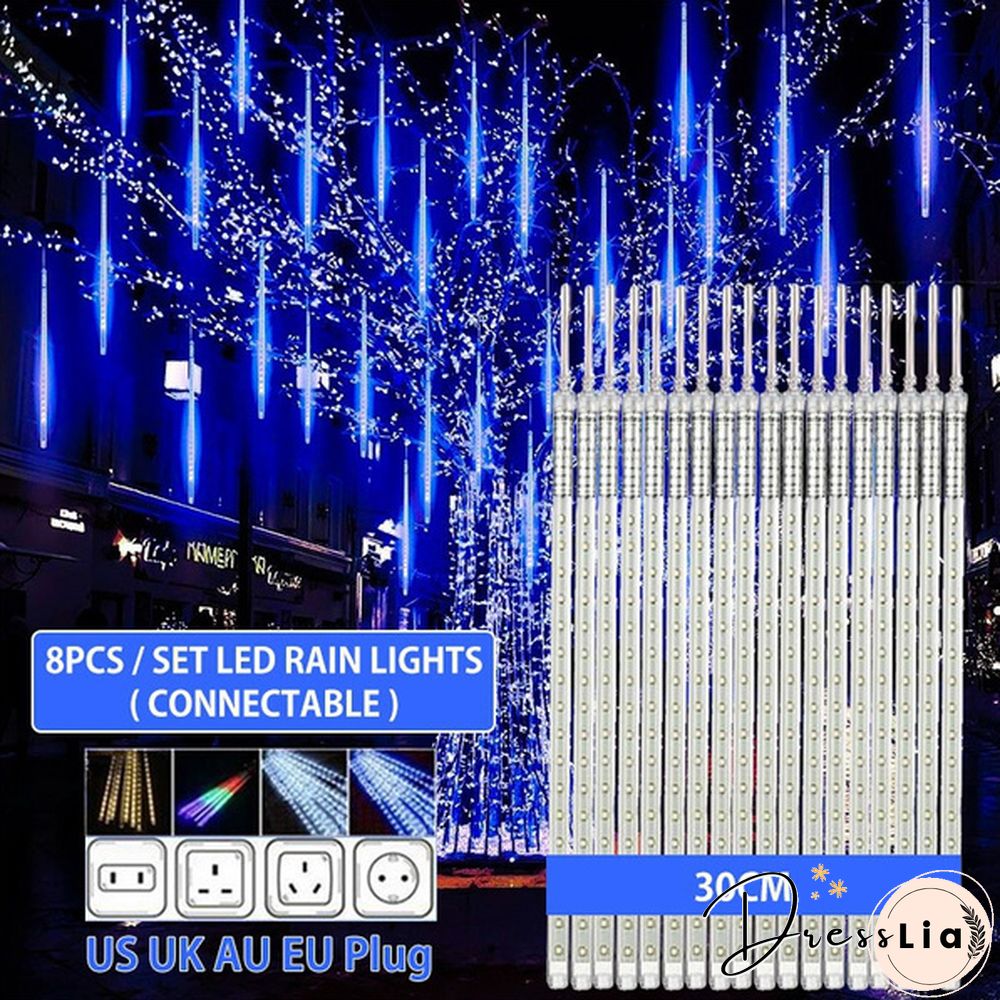 8PCS/1SET 30CM/50CM Waterproof LED Meteor Shower Rain Lights Falling String Lights for Outdoor Home Garden Wedding Party Holiday Christmas Lights