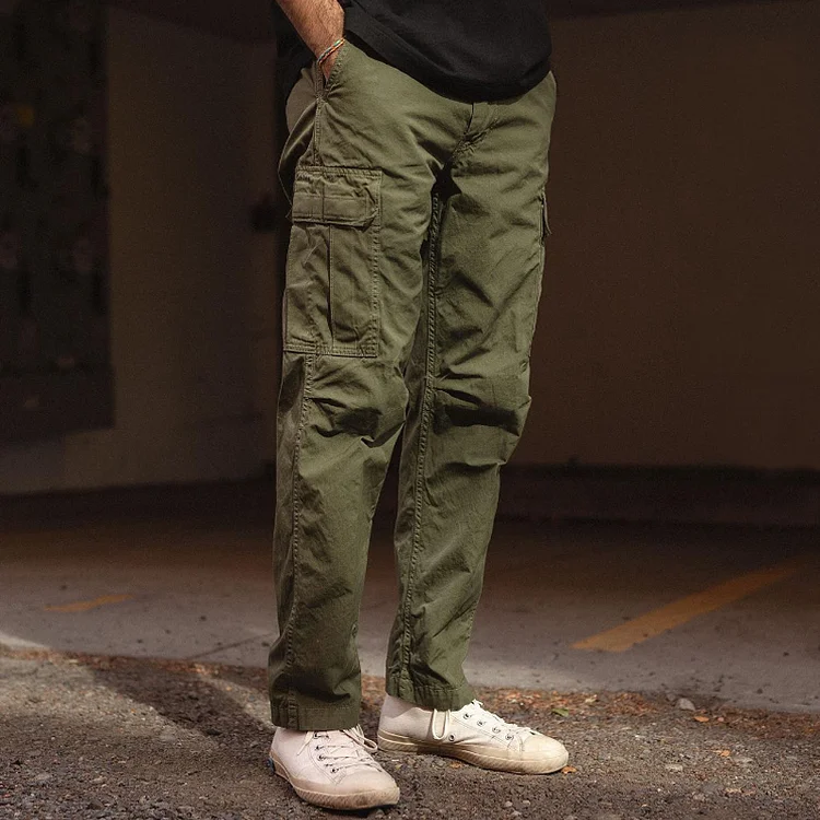 Loose Tapered Army Green Cargo Pants