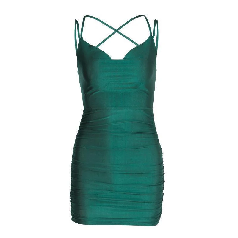 Uveng Uveng Spring 2023 New Fashion Show Back Dark Green Dress Slip Dress Woman