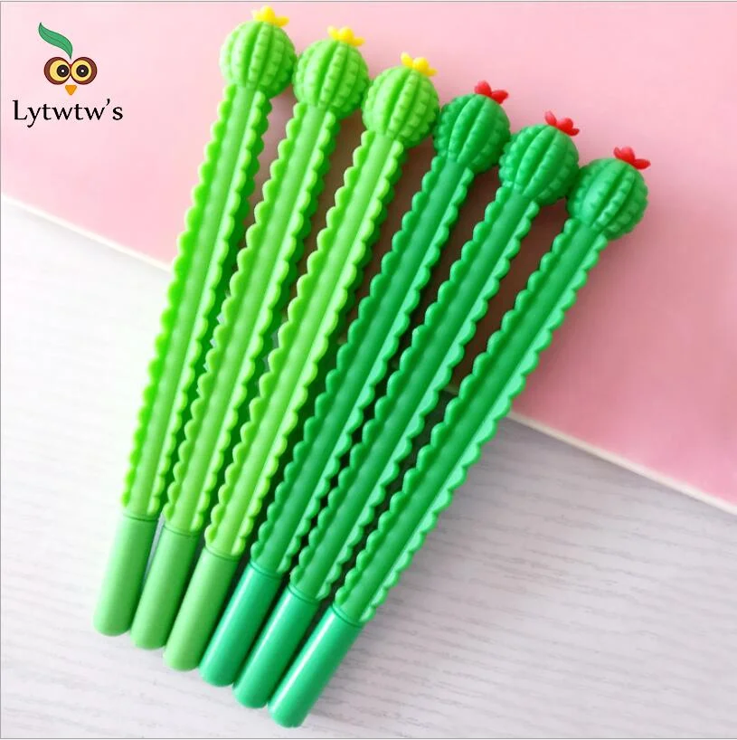 1 Pcs Lytwtw's Cactus Gel Pen Plants Neutral School Office Supply Writing Stationery Cute Kawaii Creative Pretty Lovely Pens