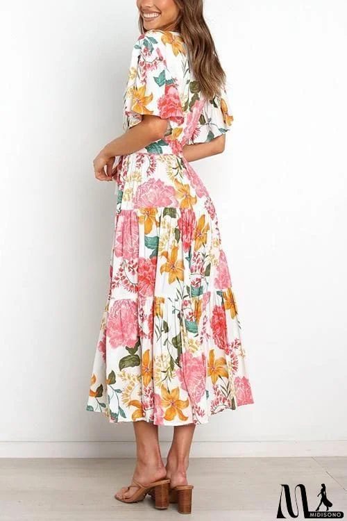MidiSono - Print Ruffles Wrap Maxi Dress