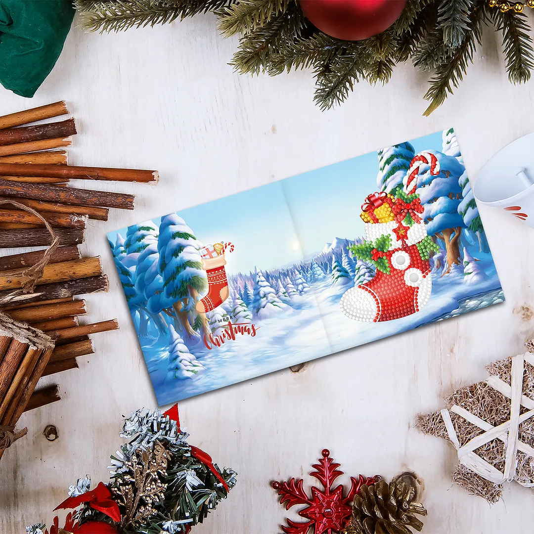 8PCS Winter Cartoon DIY Diamond Painting Greeting Card Kits with Envelopes Diamond Art Greeting Cards Diamond Art Cards Kits for Adults DIY Crafts Family Friend Gifts