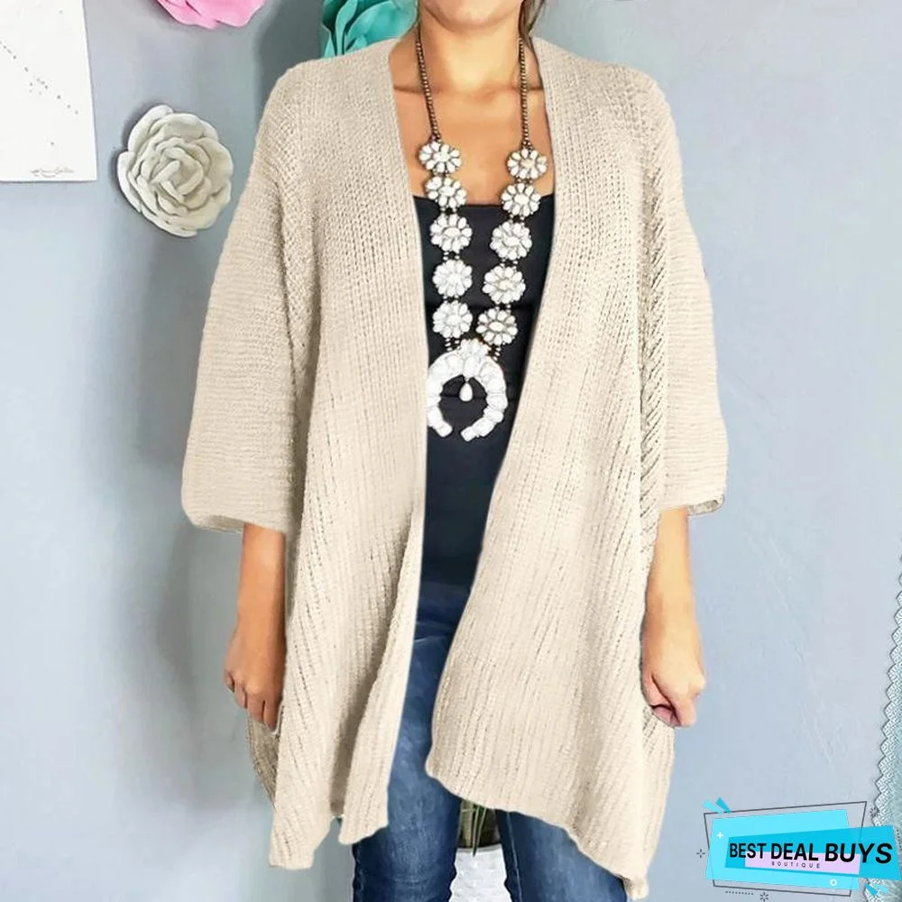 Plain Loose Outdoor Knitted Cardigan