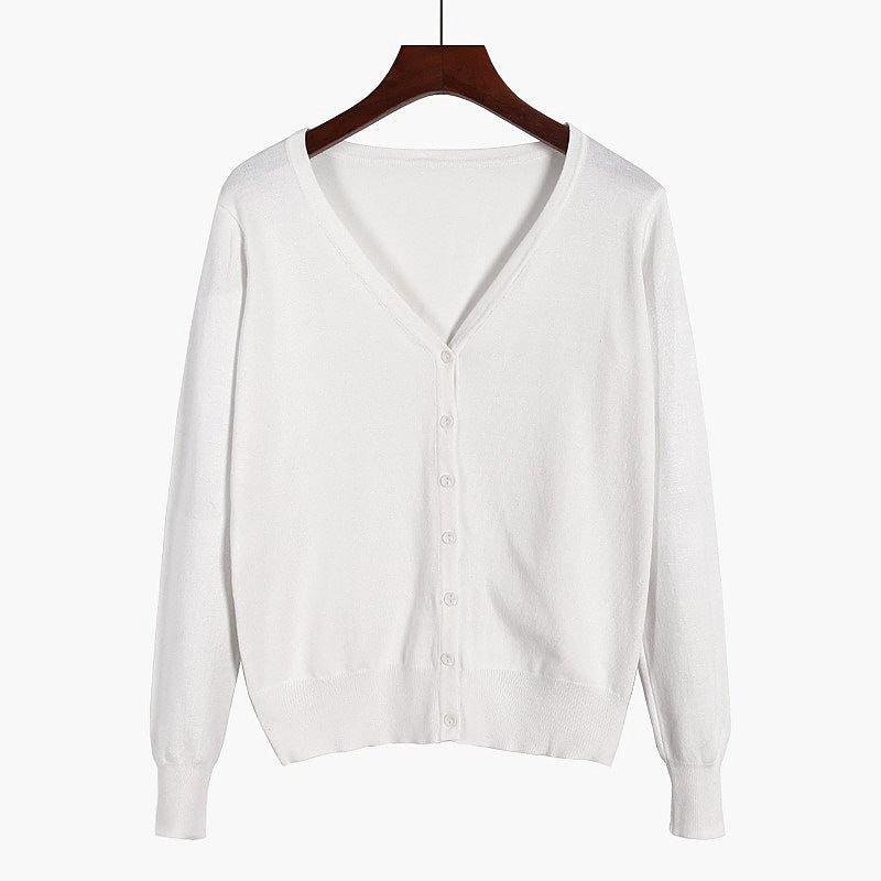 Cardigan Long Sleeve V Neck Air Conditioned Shirt Slim and Simple | EGEMISS