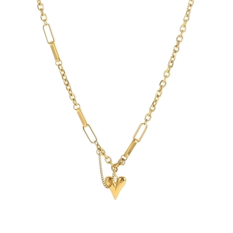 Sweet Minimalist Heart Shape 304 Stainless Steel 18K Gold Plated Plating Chain Bracelets Necklace