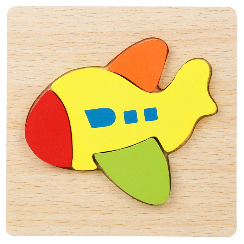 Kindergarten Children’s Enlightenment Early Education Cognition Cartoon Animal Cognition Hand-held Board Wooden Three-dimensional Puzzle Wooden Toys