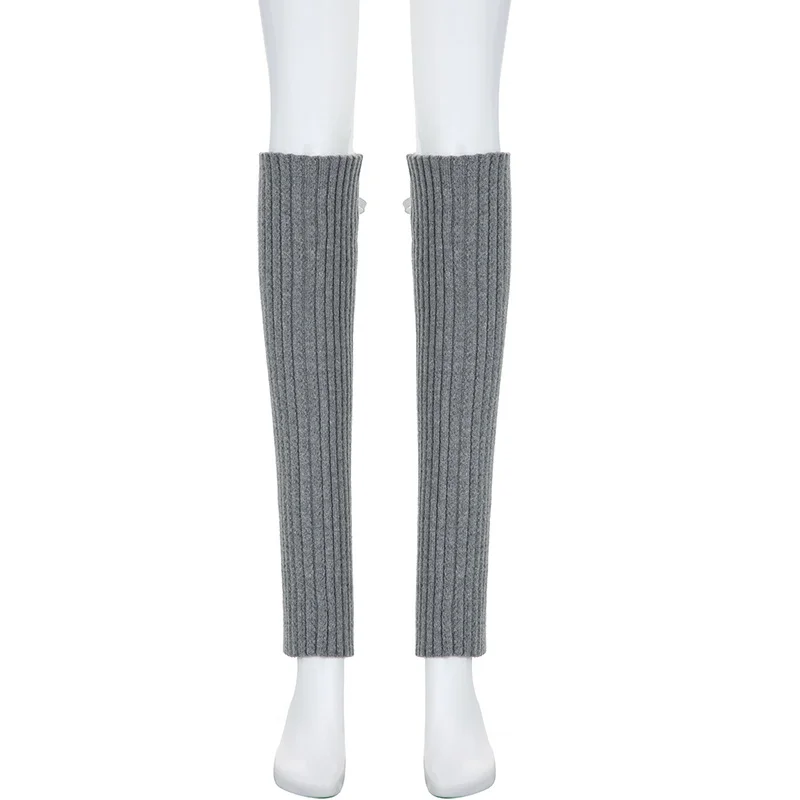 Huibahe Girls Bow Tie Knitted Leg Warmers Women Y2k Winter Warm Stacked Long Socks Harajuku Lolita Clothings P67-BI16