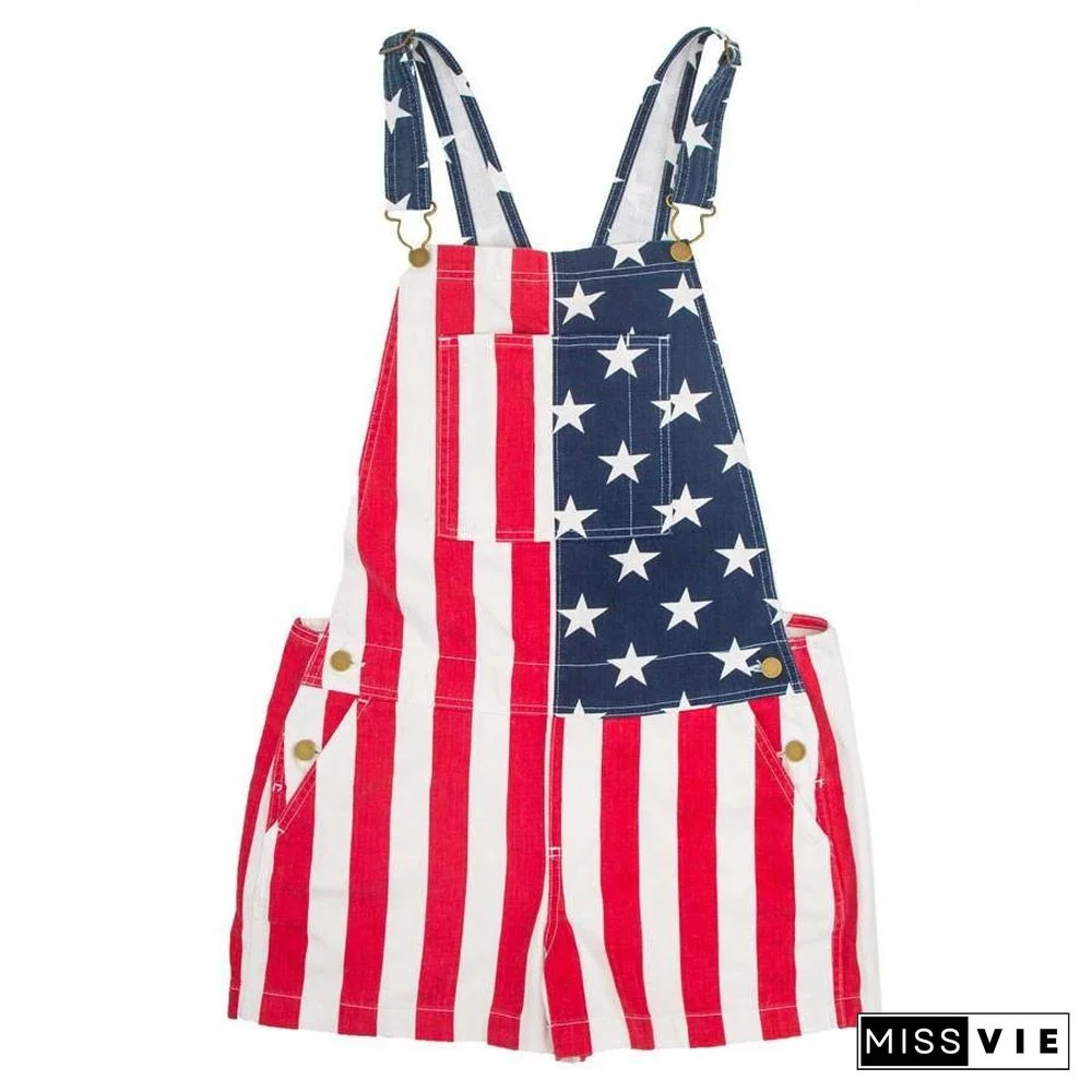 Flag Printed Loose Dress With Pocket