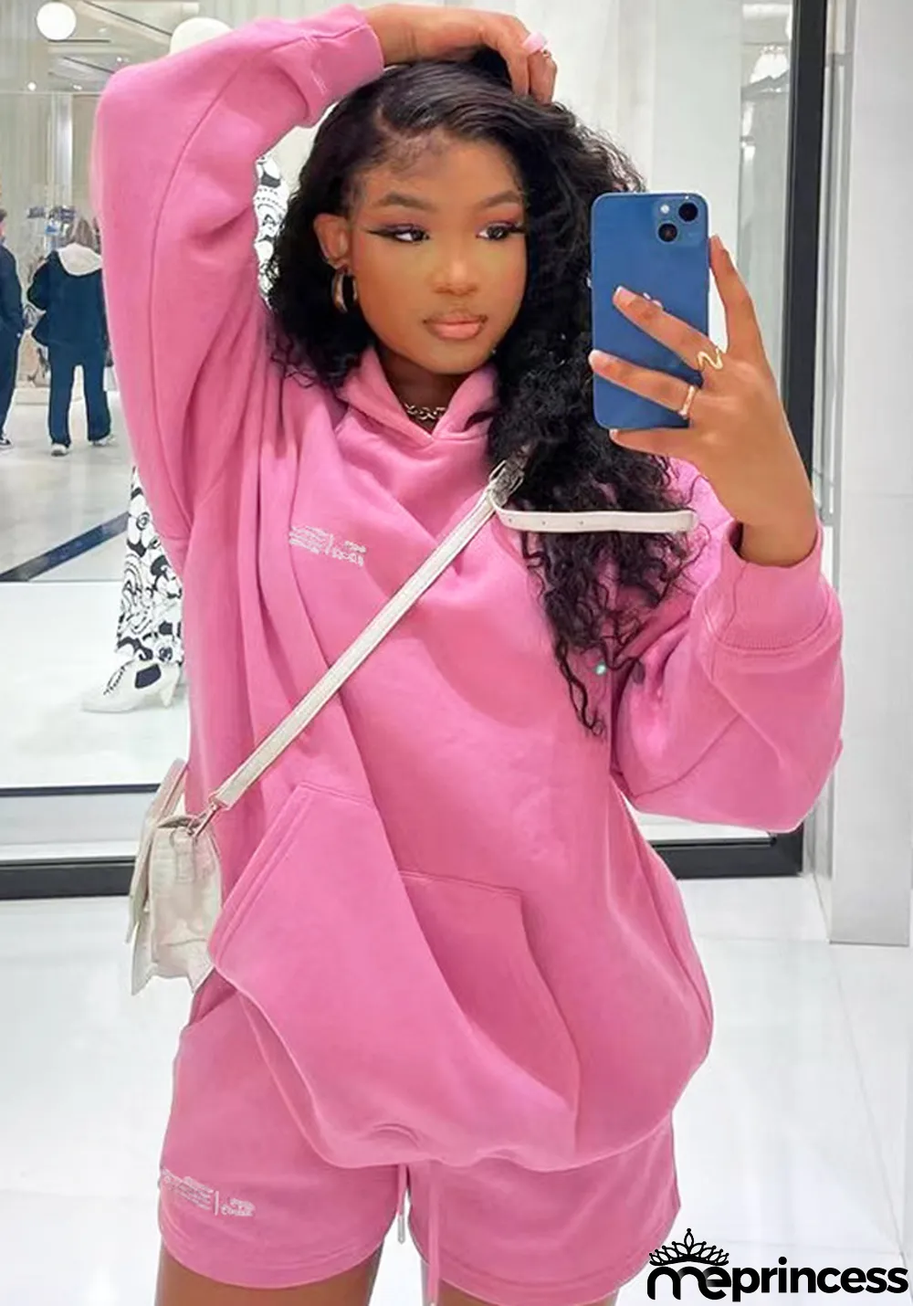 Women'S Fall Hoodies Shorts Set Fashion Sports Logo Long Sleeve Pullover Hooded Hoodies Two Piece Set