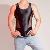 Men's Sexy Sleeveless Transparent Shiny High Elasticity Breathable Body Shaping Jumpsuit