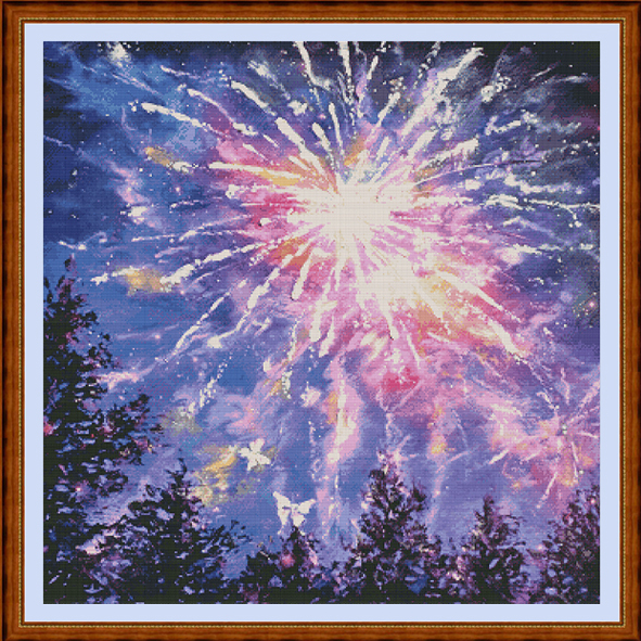 【Fairy Brand】Fireworks 14CT Pre-stamped Canvas(72*72cm) 81 Colors Egyptian Cotton Cross Stitch