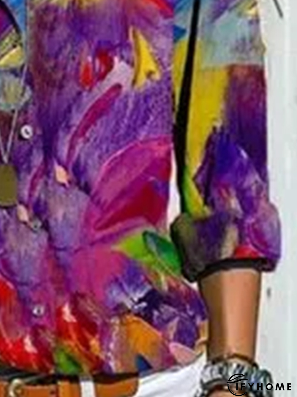 Long Sleeve Cotton-Blend Shift Blouse | IFYHOME