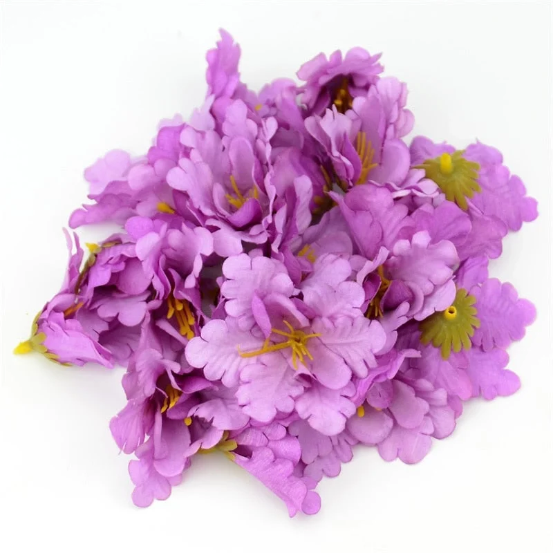 10pcs 5cm Mini Silk Gradient Orchid Artificial Flower Head For Wedding Decoration DIY Wreath Accessories Craft Fake Flowers