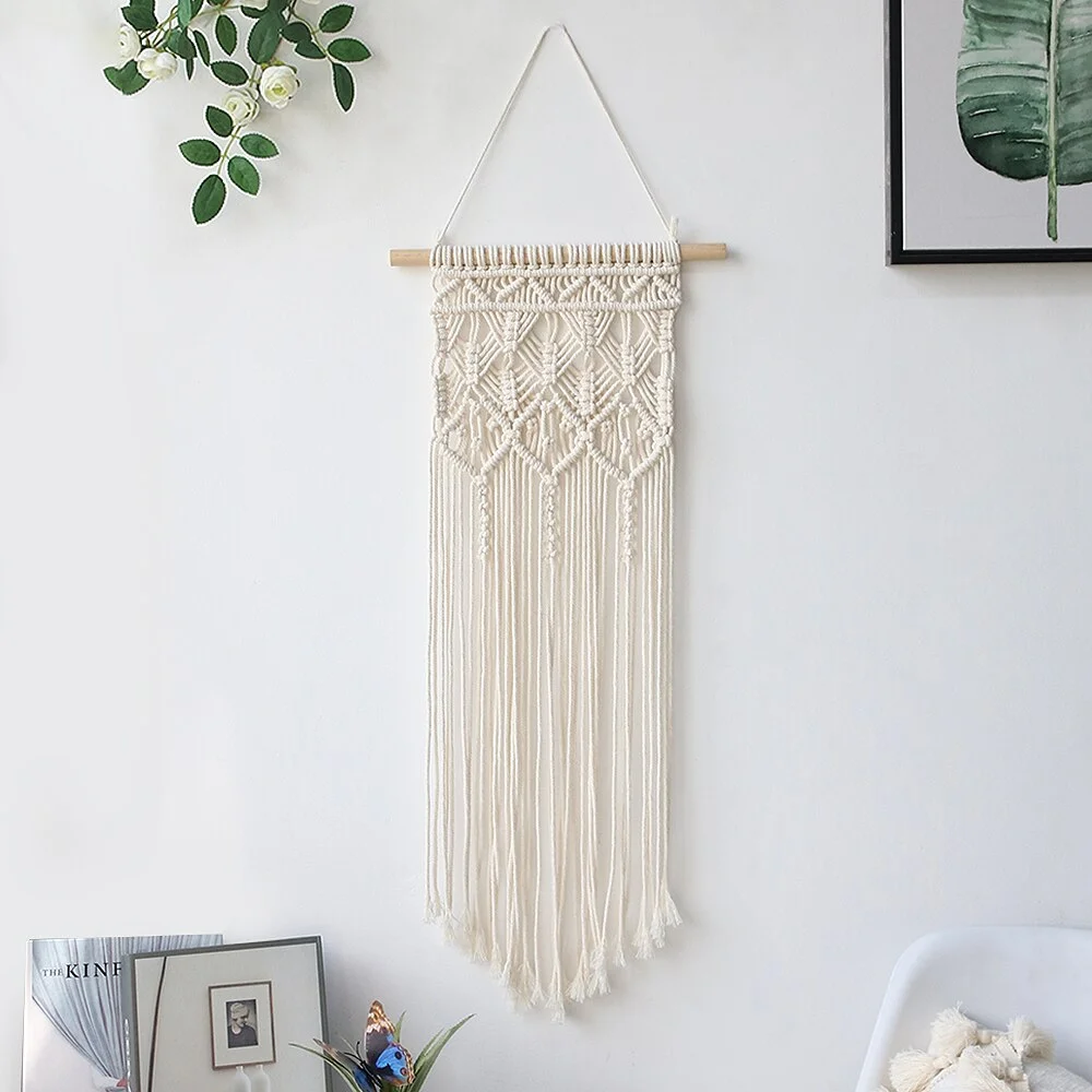 Macrame Wall Hanging Woven Boho Chic Wall Decor, Beautiful Geometric Wall Art for Apartment, Dorm Room Home Decoration