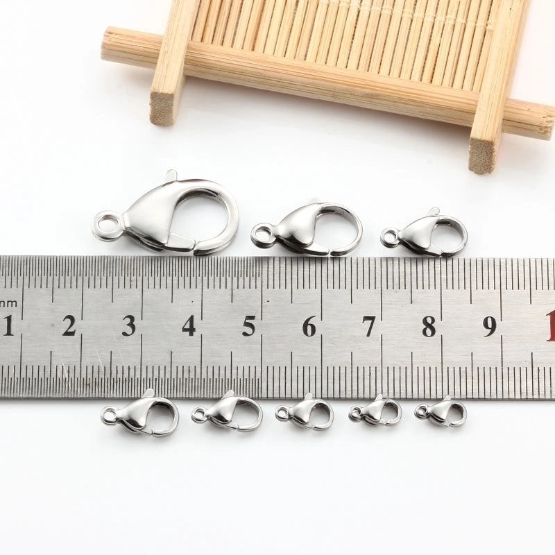 10 PCS/Package Stainless Steel Solid Color Polished Lobster Clasp