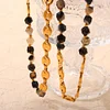 Natural Black Stone Golden Bracelet Necklace