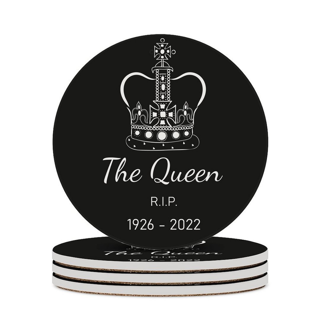 The Queen Crown Round Ceramic Coasters in Memory of Elizabeth