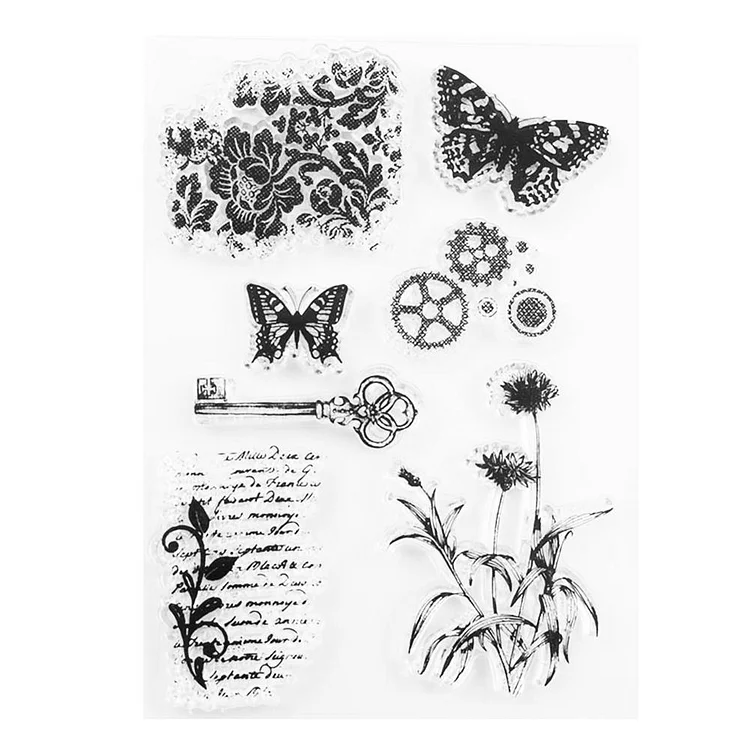 Butterfly Flower Transparent Clear Stamp for DIY Scrapbooking Paper Crafts