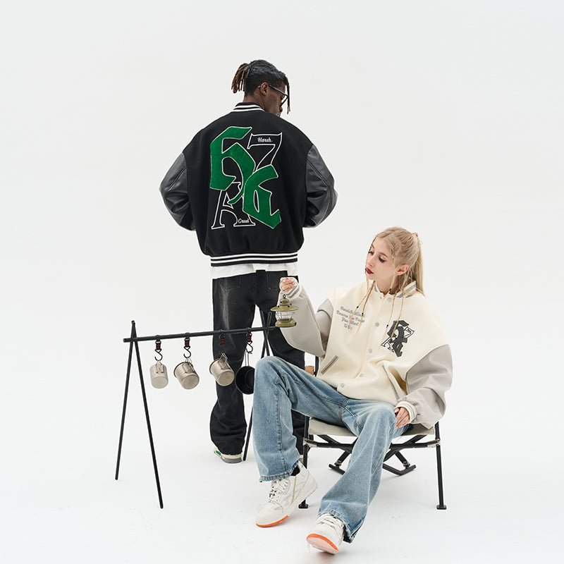 H/C Gothic Logo Embroidered Varsity jacket