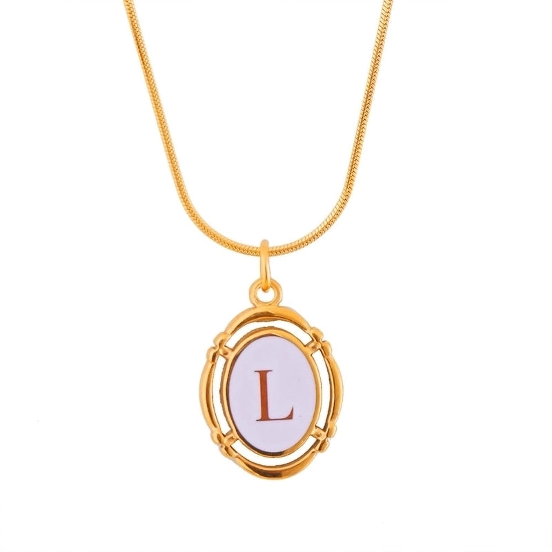Stainless Steel Classic Style Stoving Varnish Plating Letter Pendant Necklace