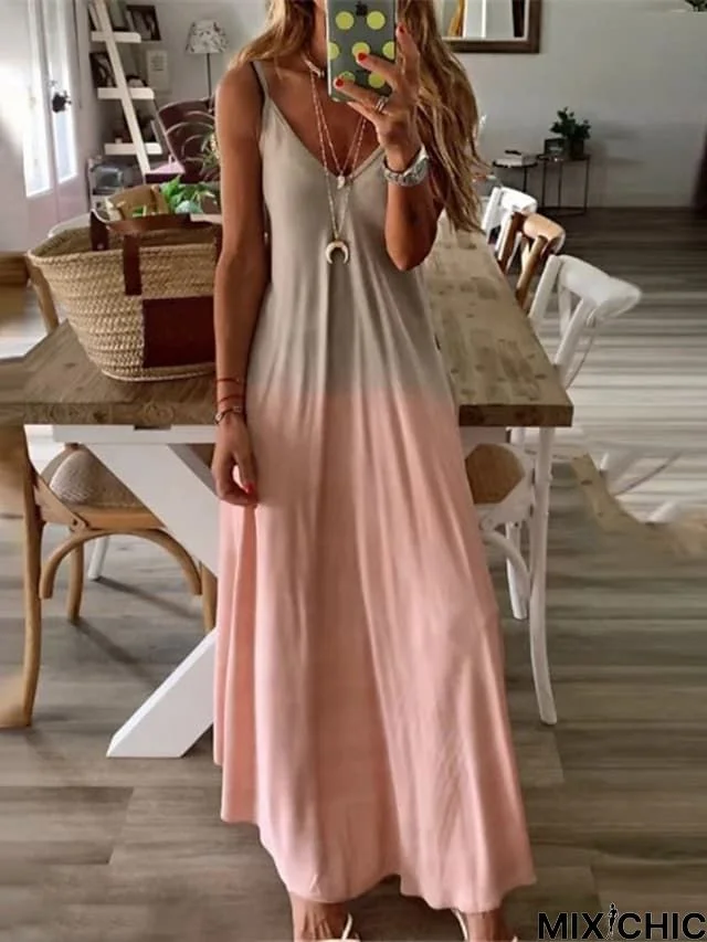 Women's A Line Dress Slip Dress Long Dress Maxi Dress Black White Pink Sleeveless Floral Print Spring Summer Spaghetti Strap Casual 2023 S M L XL XXL