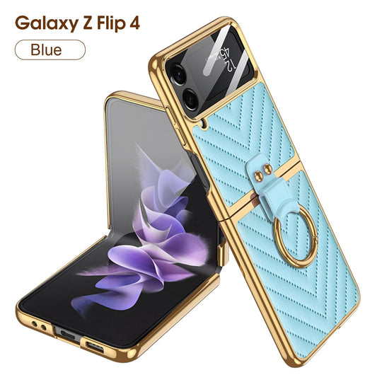 LEATHER V TEXTURED PHONE CASE FOR SAMSUNG GALAXY Z FLIP