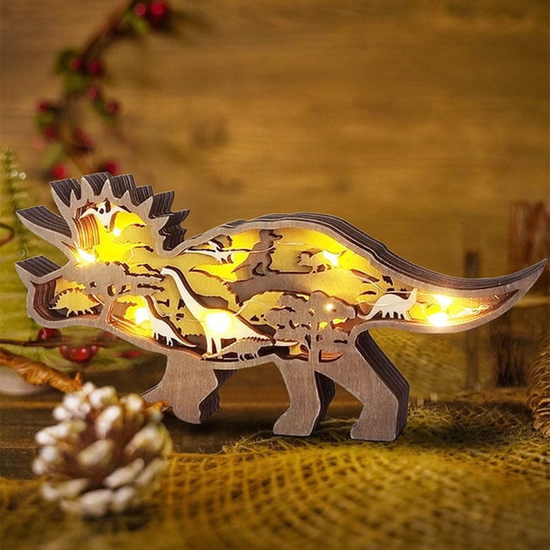 WoodyOrnament Dinosaur Carving Handcraft Gift