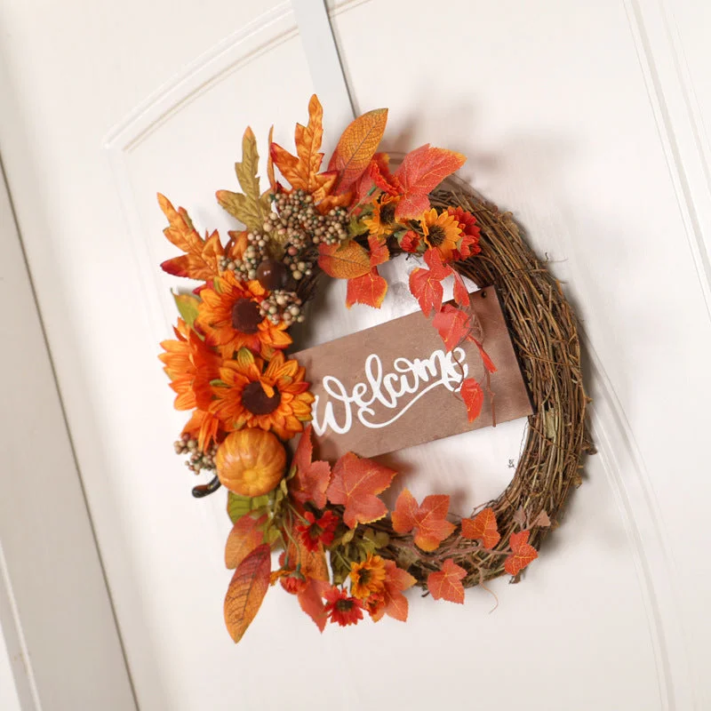 Elegant Pumpkin Sunflower Grapevine Wreath Fall Wreaths 2021