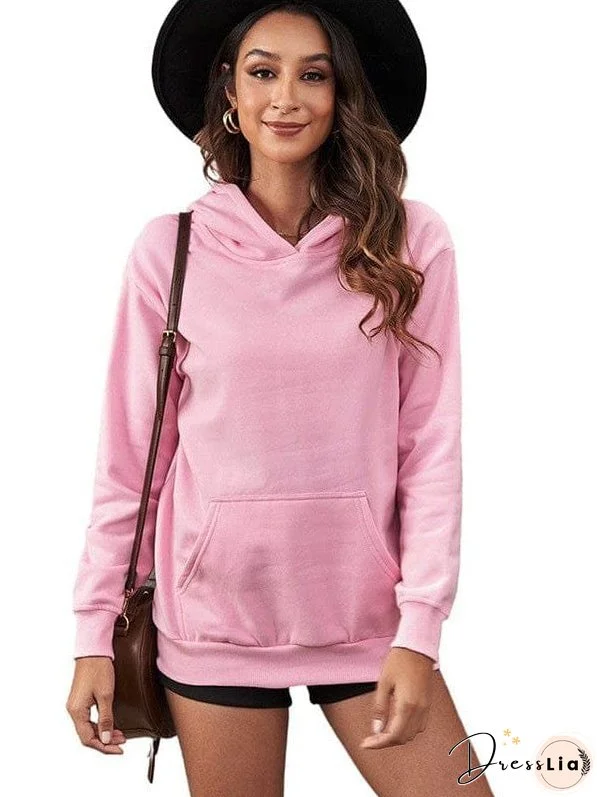 Solid Color Hooded Sweatshirt