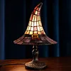 Resin Stained Glass Witch Hat Lamp USB Powered Gothic Wizard Hats Night Light Halloween Home Decor Accent Lamps for Home Office Dormitory Bar Decorate