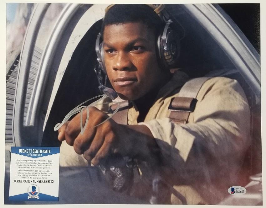 JOHN BOYEGA Signed STAR WARS 11x14 Photo Poster painting FINN The Last Jedi (A)~ Beckett BAS COA