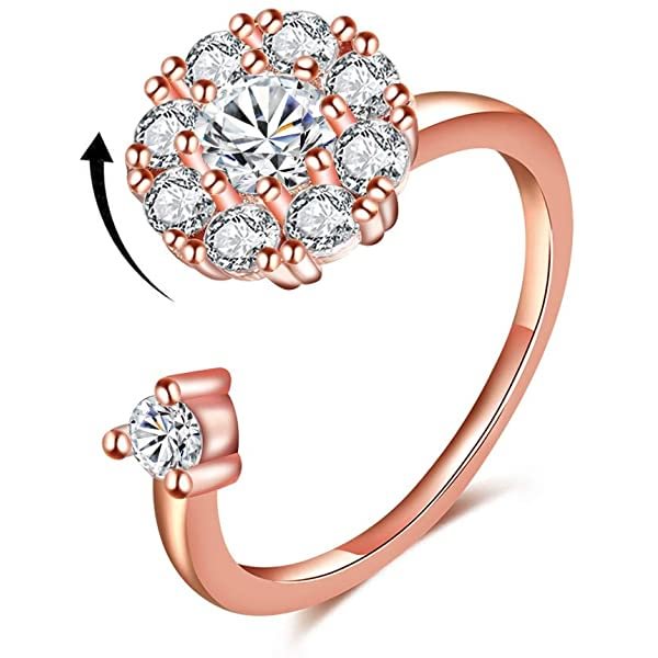 Fidget Ring Women's Band Ring Cubic Zirconia Spinner Ring-VESSFUL