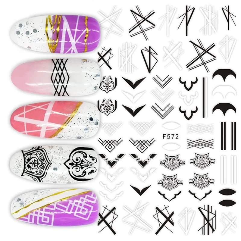 Harunouta Slider Design 3D Black People Silhouettes Blooming Nail Stickers Gold Bronzing Leaf Flower Nail Foils Decoration-Nail Inspo