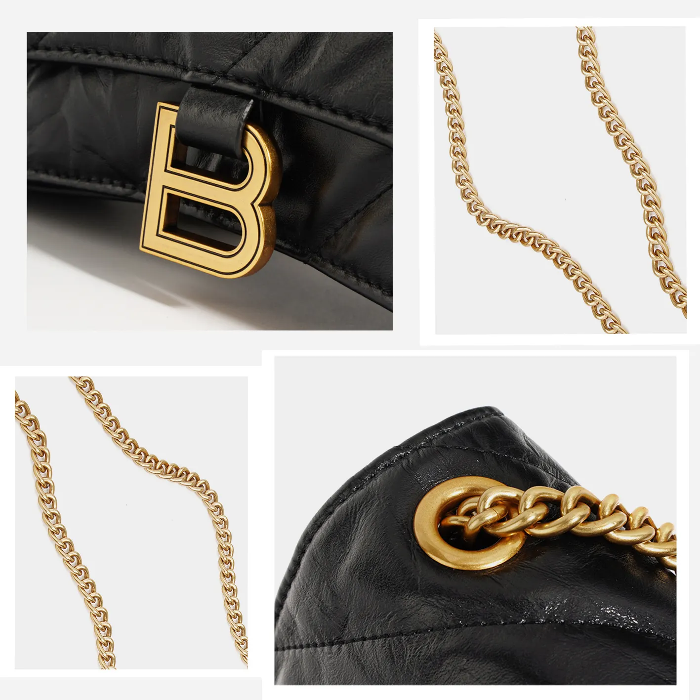 Box Calfskin Bags Aged Gold Hardware Hourglass Wallet On Chain-vocosishoes