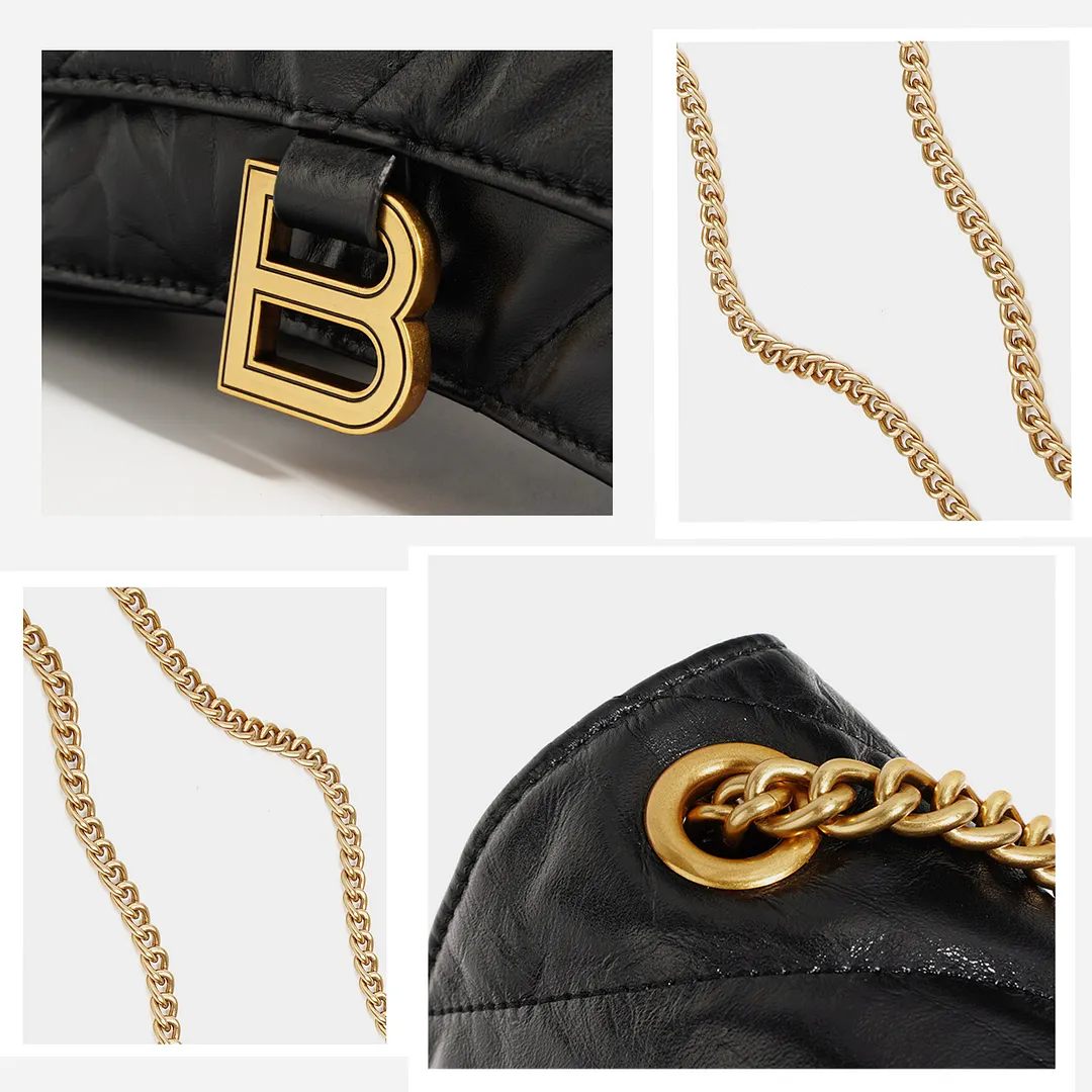 Box Calfskin Bags Aged Gold Hardware Hourglass Wallet On Chain-vocosishoes