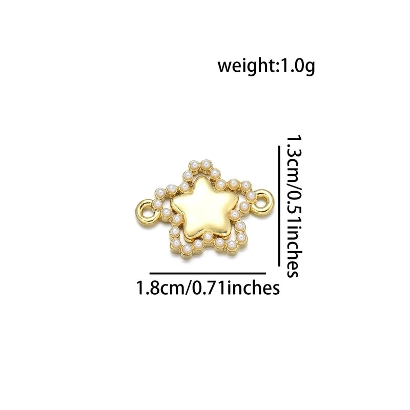 1 Piece 16 * 17mm 18*13mm 19 * 20mm Copper Pearl Zircon 18K Gold Plated Cross Star Heart Shape Polished Pendant